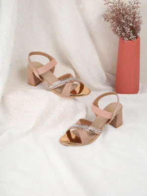 Women's Sequins Block Heels Fashion Sandals for Women & Girls latest Collection & Stylish