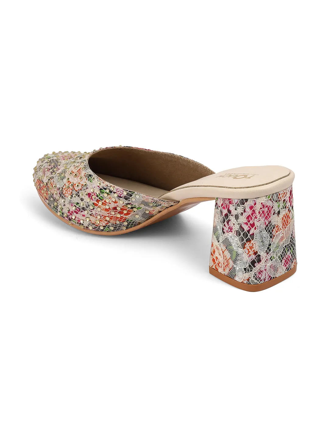 Women's Slip-Ons Multy Embroidered Ethnic Block Heel Sandals