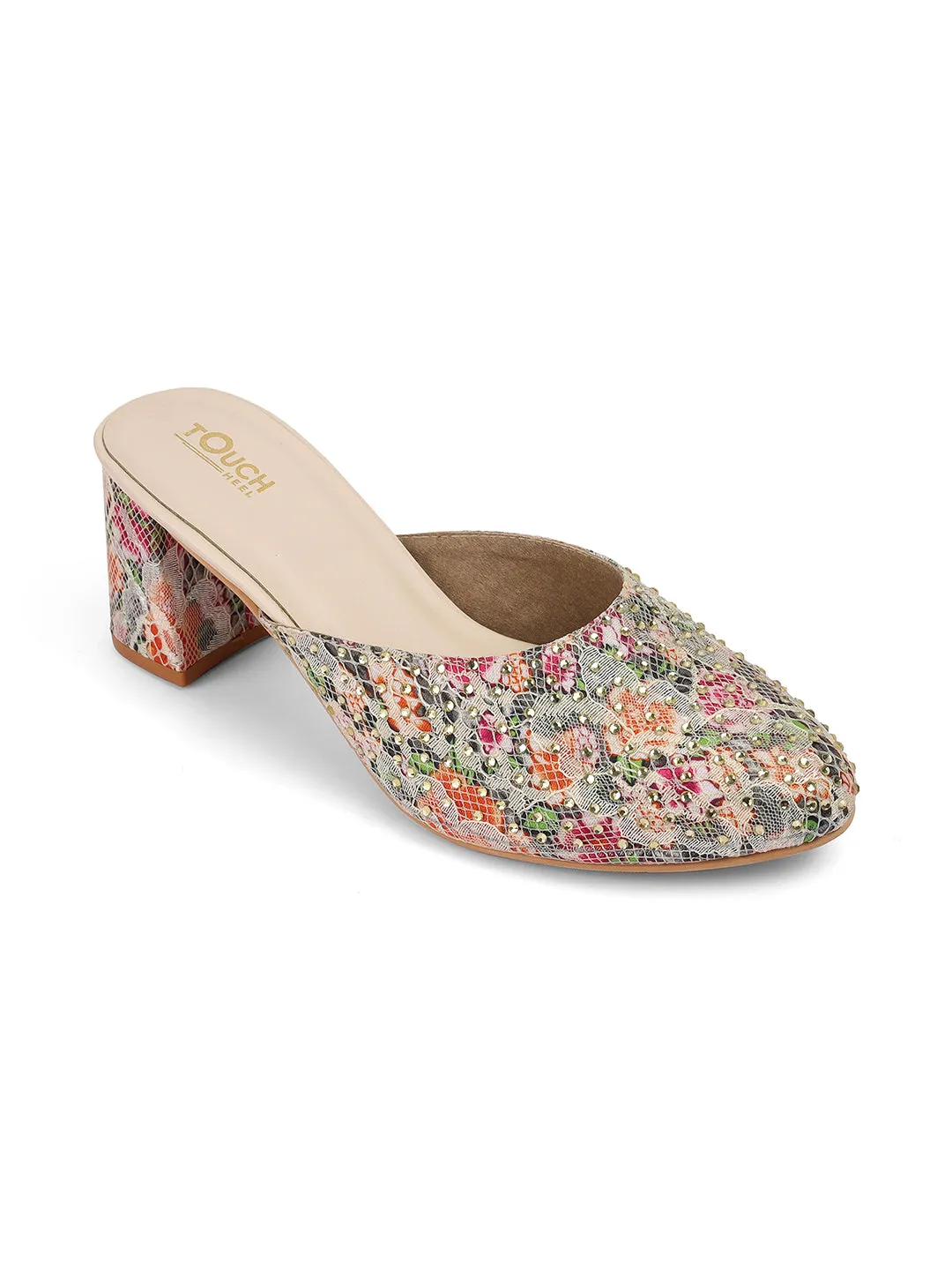 Women's Slip-Ons Multy Embroidered Ethnic Block Heel Sandals