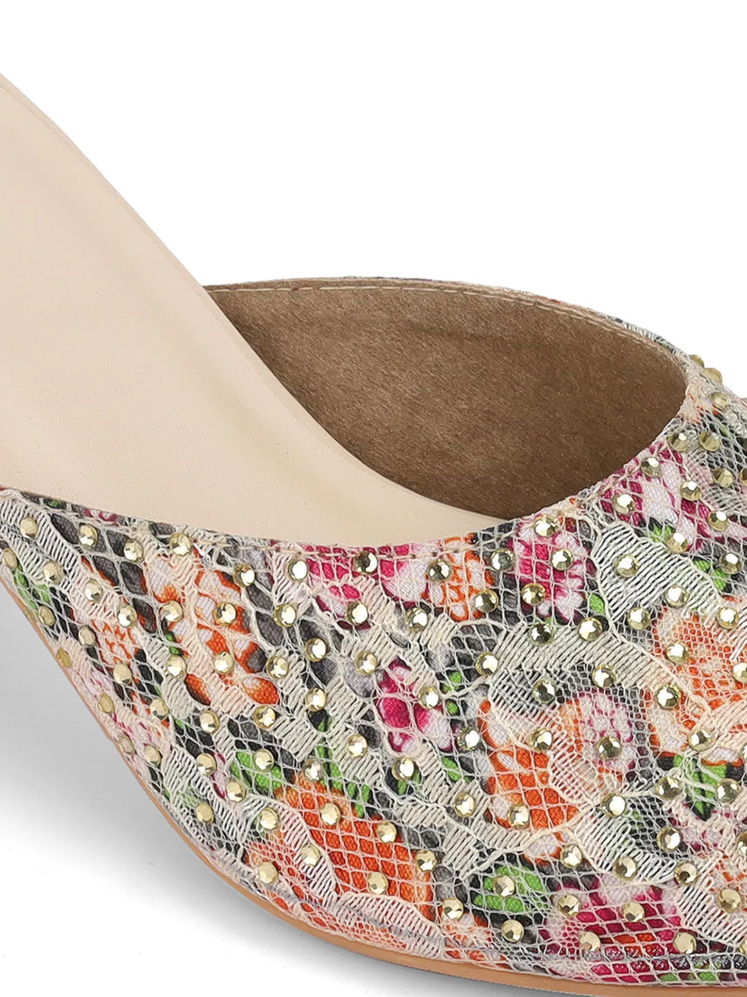 Women's Slip-Ons Multy Embroidered Ethnic Block Heel Sandals