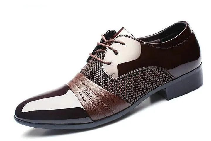 Working Office shoes mens patent leather shoes business wedding shoes lace up Pointed toe flats big size 37-47 AB-01