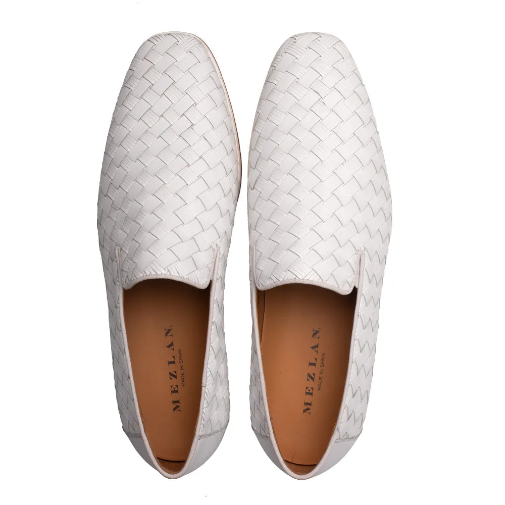 Woven Calf Venetian Slip On-White | Mezlan