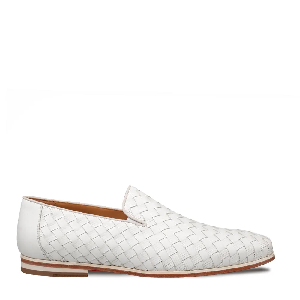Woven Calf Venetian Slip On-White | Mezlan