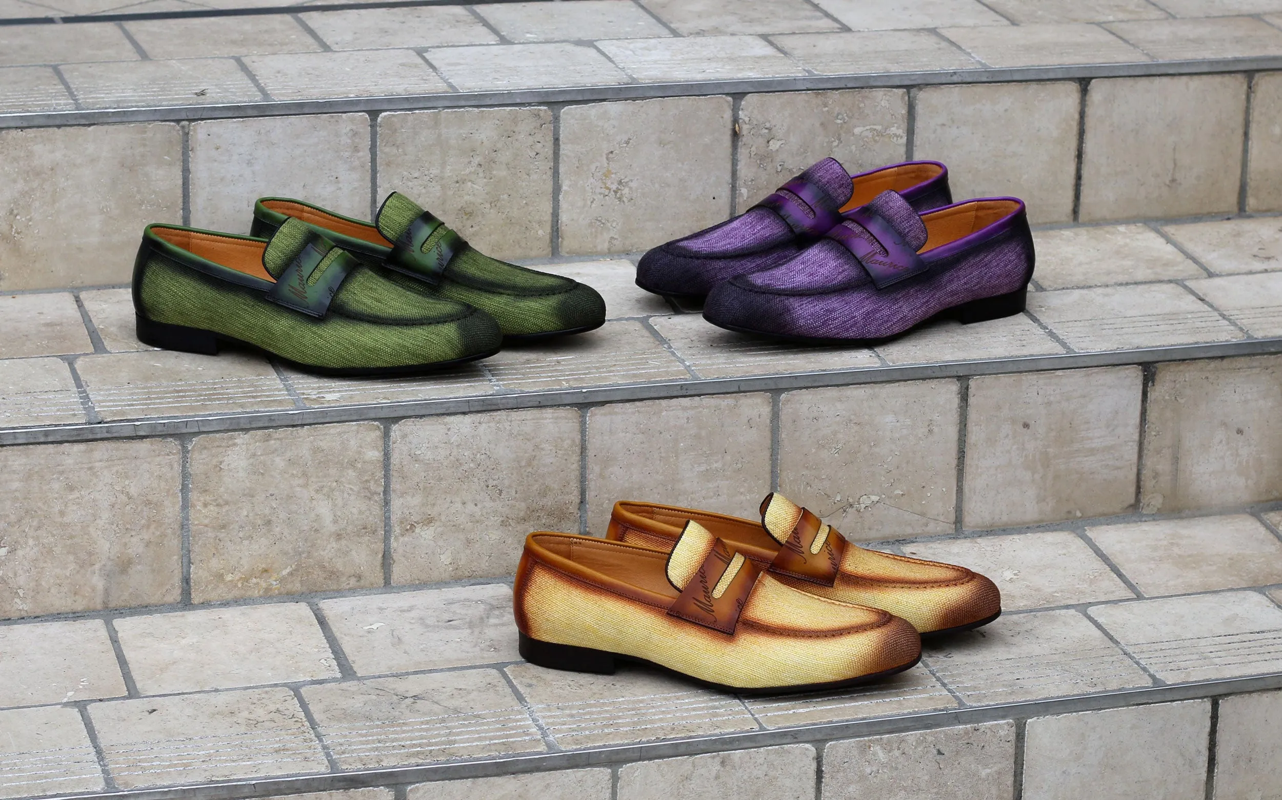 Woven Canvas & Calfskin Slip-On Loafer Olive