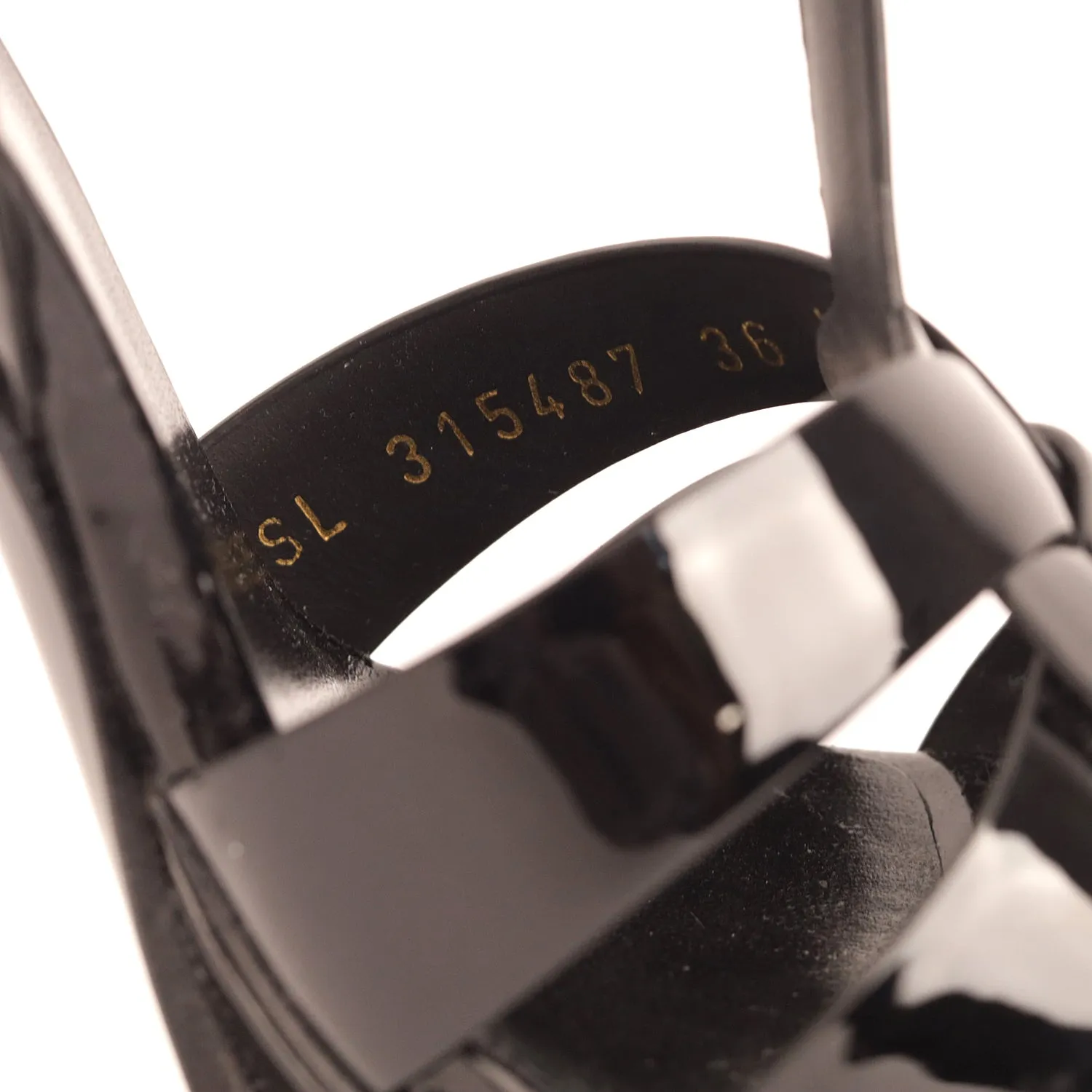 Yves Saint Laurent Patent Tribute Ankle Strap Sandals - Size EU 36