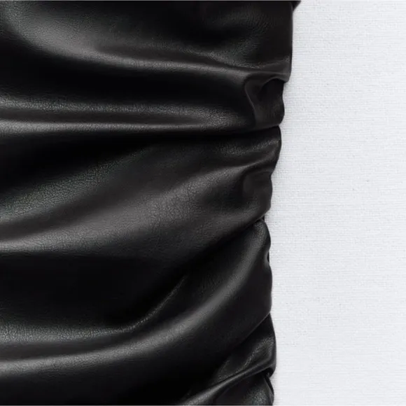Zara Faux Leather Ruched Dress