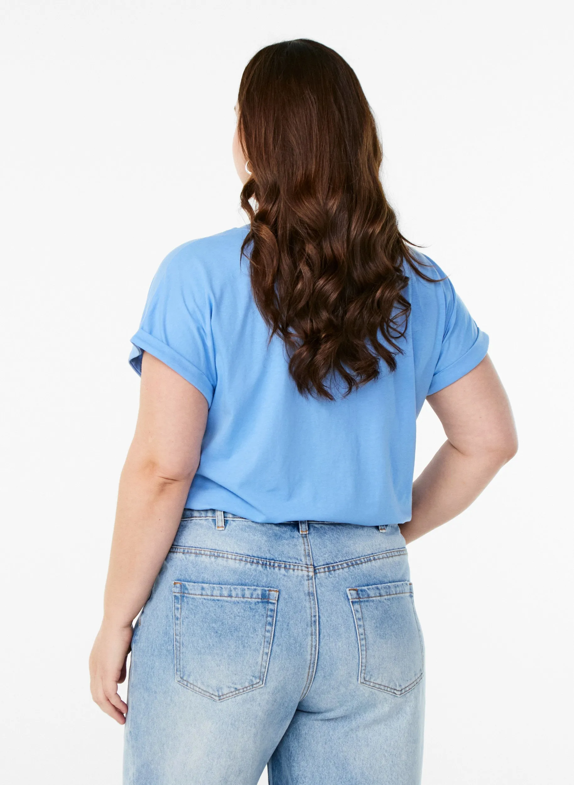 Zizzi Katja T-Shirt in Light Blue