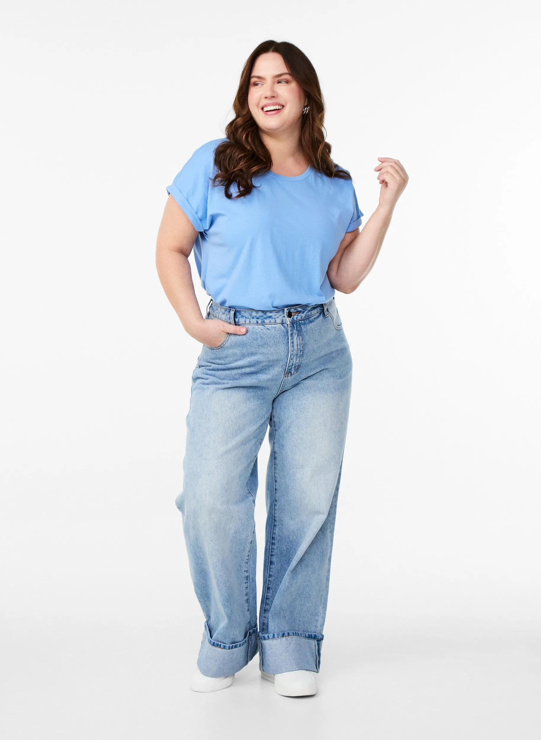 Zizzi Katja T-Shirt in Light Blue